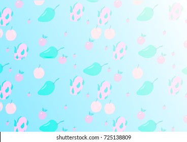 Abstract light blue background and fruits pattern,Vector illustration.