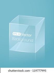 Abstract light blue background with glass cube