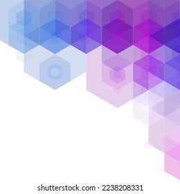 Abstract light blue background with hexagon on back. Medcical technology concept for health presentation template of power point. Biology and chemistry science background on clear blank space.