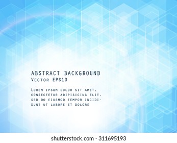 Abstract light blue background. Hexagonal pattern structure. Vector image.