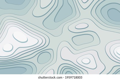 Abstract light blue background in lines and contours. Stylized terrain landscape or topographic map. Template for banner, poster, flyer, brochure, presentation. Vector illustration 