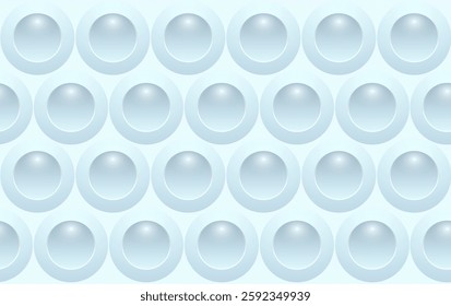 Abstract light blue background with shiny bubbles, seamless balls pattern, 3d vector illustration.