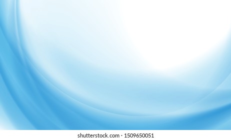 Abstract light blue background with smooth curves. Soft blue wavy backdrop. Vector illustration.