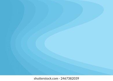 Abstract light blue background. Smooth wavy blue geometry. Waves and bends. Vector monochrome illustration in flat style