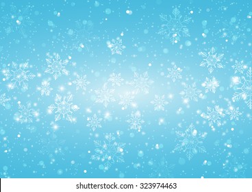 Abstract Light Blue Background with Snowflakes, Vector Illustration