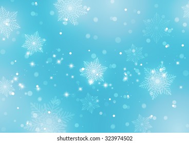 Abstract Light Blue Background with Snowflakes, Vector Illustration