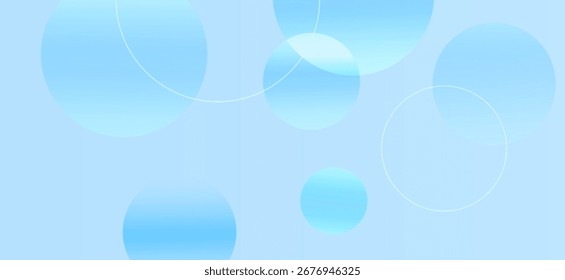 Abstract light blue background with soft gradient circles and transparent round shapes. Minimal geometric design, modern and clean template for banner, wallpaper, or presentation use.

