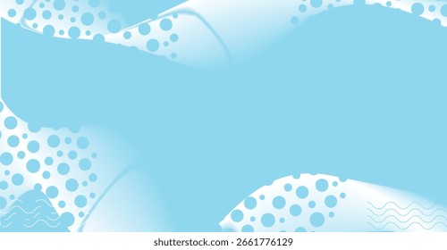 Abstractas fondo azul claro con Formas onduladas blancas y patrones punteados.