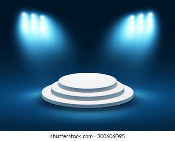 Abstract light blue background with white round podium