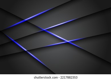 diseño de marco de espacio negro azul claro abstracto diseño de triángulo tecnológico concepto fondo gris. vector eps10