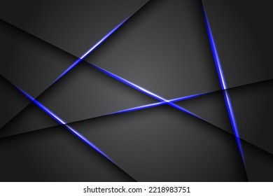 diseño de marco de espacio negro azul claro abstracto diseño de triángulo tecnológico concepto fondo gris. vector eps10