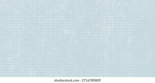 Abstraktes hellblaues unscharfes Hintergrund horizontales Panorama-Web-Banner. Rasterecktextur. Subtiles Muster. Digitale Polka. Punktabstufung. Vektorgrafik