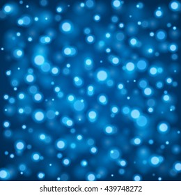 Abstract Light Blue Bokeh Background Vector Illustration. Magic Defocused Glitter Sparkles. Good for promotion materials, Brochures, Banners. Abstract Backdrop.