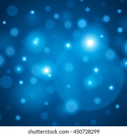 Abstract Light Blue Bokeh Background Vector Illustration. Magic Defocused Glitter Sparkles. Good for promotion materials, Brochures, Banners. Abstract Backdrop.