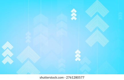 Abstract Light Blue Business Background with Rising Arrows and Geometric Lines