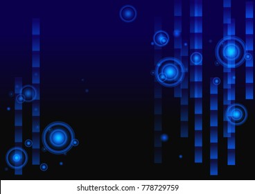 Abstract light blue circle, dashed lines on black background, Vector illustration