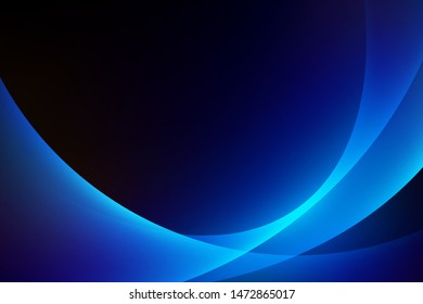 Abstract light blue curve graphic on dark background, copy space composition.