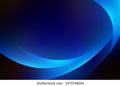 Abstract light blue curve graphic on dark background, copy space composition.