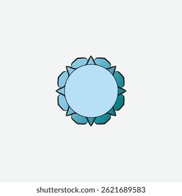 Abstract Light Blue Floral Design Element, Blue geomatirc medula logo