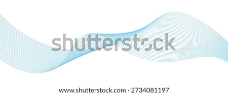 Abstract light blue flowing wave lines pattern on white background. horizontal glowing blue line symbol. vector illustration.