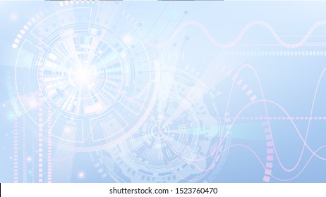 Abstract light blue futuristic background. Innovative computer technologies, communications and artificial intelligence. Electronic display. Vector. Hi-tech communication concept innovation. 