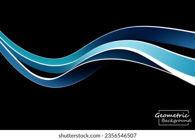 Abstrakte hellblaue Geometrie. Einzeln auf schwarzem Hintergrund. Vektorgrafik.