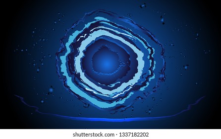 Abstract light blue gradient of watercolor texture Dark blue background.