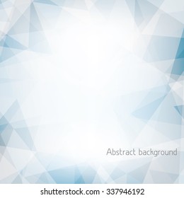 Abstract light blue and gray background textured by chaotic triangles. Geometrical vector pattern. CMYK colors