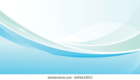 Abstract light blue and green background with 3d flowing wave concept. Abstract blue wave shape with futuristic concept background with text space for poster, banner, slide, cover, presentation.