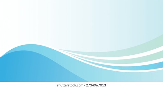 Abstract light blue and green background with 3d flowing wave concept. Abstract blue wave shape with futuristic concept background with text space for poster, banner, slide, cover, presentation. vector Eps 10