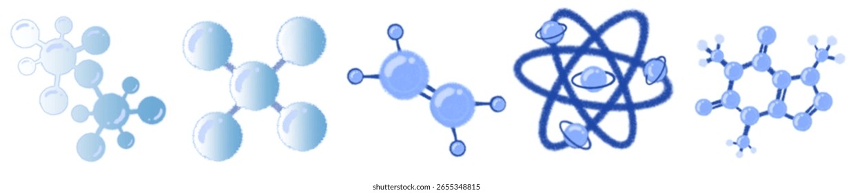 Ilustração abstrata da estrutura da molécula azul claro