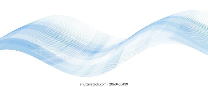 Abstract light blue perspective striped wave on a white. Vector graphic pattern
