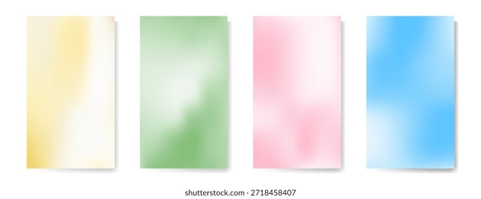 Resumo luz azul, rosa, verde e amarelo cores vibrantes fundo de gradiente de malha definido. Suave borrado moderno y2k coral e azul-petróleo fluido conceito para design de interface do usuário, banner, cartaz estético, impressão, folheto