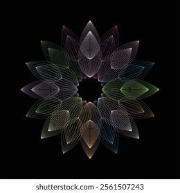 Abstract Light Blue And Pink Lily Flower in Linear Styles, Floral Winter Element for Festival, Vector Illustration Abstract Pattern Object.