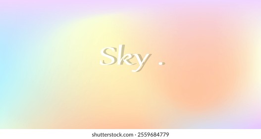  Abstract light blue, pink and yellow color vector banner. Pastel gradient sky pattern. Blurred light fuzz colorful gradient.