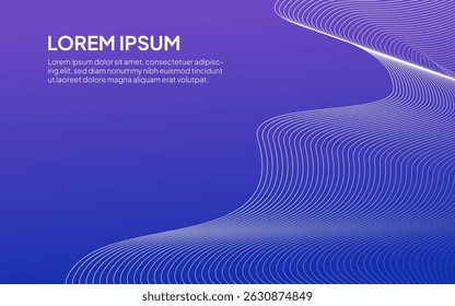 Abstract light blue and purple background with line art. Background for banner, landing page or business card. Futuristic, luxury, elegant, exclusive graphics. Modern Minimalist