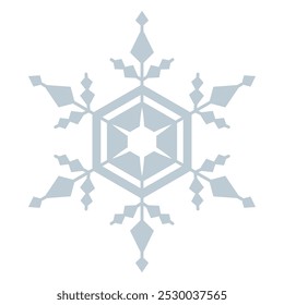 Abstract light blue snowflake illustration on a white background. Geometric vector design for winter holiday decoration and Christmas themes.