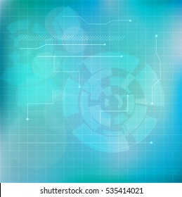 Abstract light blue technology background design with abstract shapes and glow.
