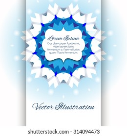 Abstract light blue vector modern brochure design template with geometric circular background with space for text. Blue on white.