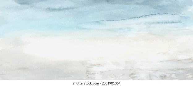 Abstract light blue watercolor hand-painted for background. Stains artistic vector used as being an element in the decorative design of header, poster, card, cover, or banner. brush included in file.