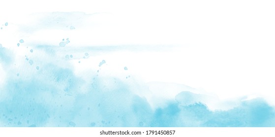 Abstract light blue watercolor texture for background. Stain artistic vector used as being an element in the decorative design of header, brochure, poster, card, cover or banner.