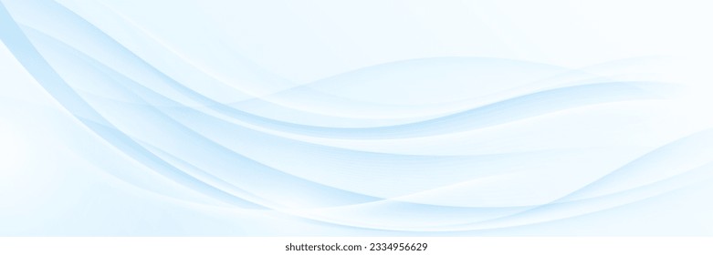 Abstract light blue wave background. Modern gradient graphic. Elegant flowing wave design element. Horizontal banner template. Suit for cover, header, poster, banner, business, presentation, website