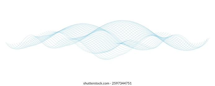 Abstract light blue wave dots pattern vector illustration or transparent png background. This image showcases a dynamic, light blue, wave-like pattern against a clean white background.