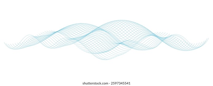 Abstract light blue wave pattern vector illustration or transparent png background. This image showcases a dynamic, light blue, wave-like pattern against a clean white background.