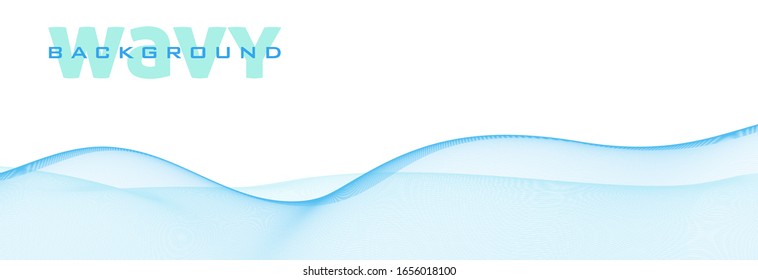 Abstract light blue wavy background with transparent wave. Subtle vector graphic pattern