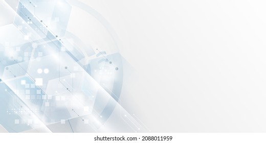 Abstract light blue and white background poster with dynamic technology network vector illustration