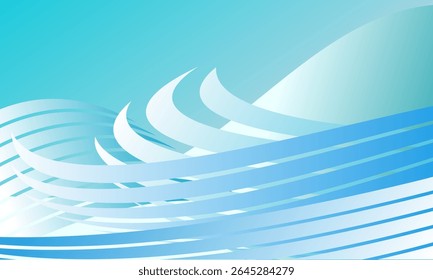 Abstract light blue and white background with waves