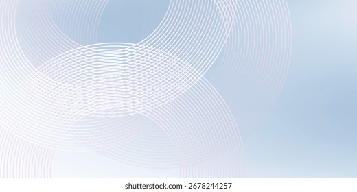 Fundo de gradiente azul claro e branco abstrato com linhas circulares suaves, criando uma sensação arejada. Elementos simples. ilustração vetorial eps10