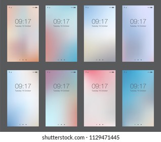 Abstract light blur backgrounds for smartphone screen mobile wallpaper set. Vector illustration
