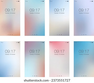 Abstract light blur backgrounds for smartphone screen mobile wallpaper set. Vector illustration.